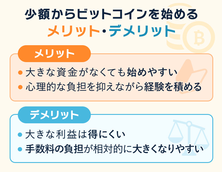 少額からビットコインを始めるメリット・デメリット